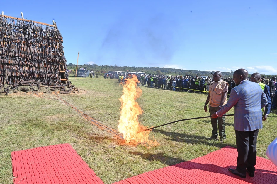 President Ruto Destroys Over 6,000 Illegal Firearms, Vows to Protect Kenyans from Rogue Officers