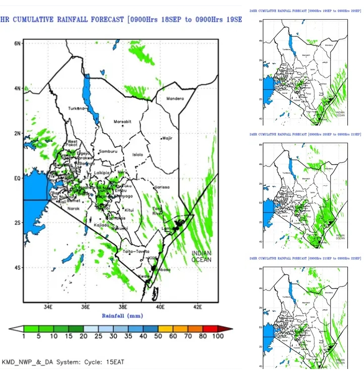 ARE YOU READY FOR THE WEEKEND? 🌧️☀️ HERE’S KENYA METROLOGICAL’S LATEST WEATHER FORECAST FOR KENYA